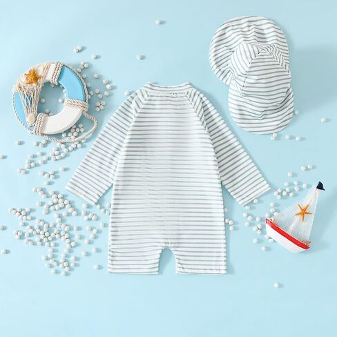 Noubeau Baby Boys' One Piece Swimsuits Toddler Swimwear with Rash Guard Infant Bathing Suit for Boys Swim Sun Hat Set in Saudi Arabia