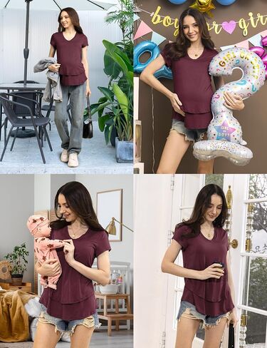SUNNYBUY 3 PCS Maternity Breastfeeding Pajamas Set, Hidden Nursing Tops, Adjustable Pregnancy Shorts & Pants Postpartum PJS in Saudi Arabia