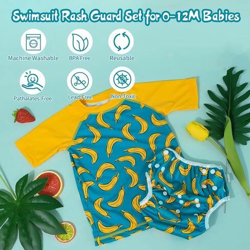 babygoal Baby Swimsuits with Reusable Swim Diaper 2 Piece Bathing Suit UPF 50 Sun Protection for Infant Toddler Boy Girl in Saudi Arabia