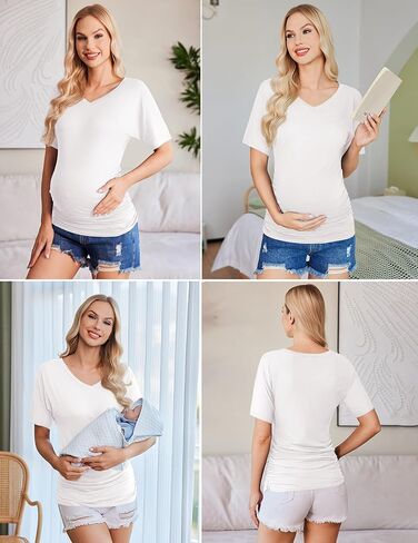 ekouaer 3 حزمة قمصان الأمومة الخامس العنق دولمان الأكمام الجانبية in Kuwait