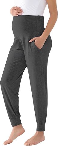 ركض الأمومة للنساء بنطال الحمل على سروال البطن العرق الفضفاضة مع الجيوب in Kuwait