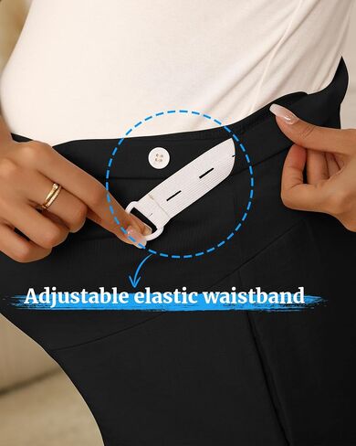 Huukeay Women's Cotton Linen Maternity Pants, High Waisted Lounge Pregnancy Pants Over The Belly Trousers with Pockets in Saudi Arabia