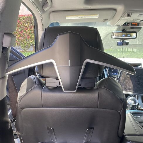 Car Back Seat Headrest Hanger with 2 Car Hooks for Coat, Jacket, Suit, Clothes, Purse, Handbag, Grocery Bags - Multi-Purpose Storage Holder for Car - Black in Saudi Arabia