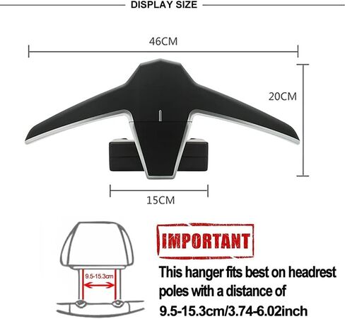 Car Back Seat Headrest Hanger with 2 Car Hooks for Coat, Jacket, Suit, Clothes, Purse, Handbag, Grocery Bags - Multi-Purpose Storage Holder for Car - Black in Saudi Arabia