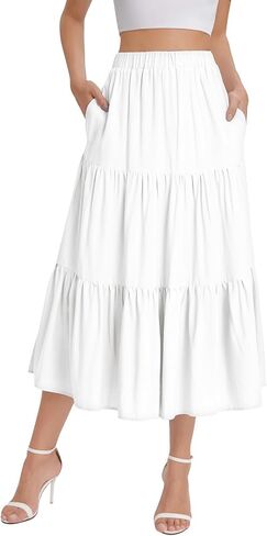 تنانير Maxi Maxi bloggerlove للنساء الصيفي الصيفي الطويل التنورة بوهو بوهو تنانير مع جيوب XS-XL in Saudi Arabia