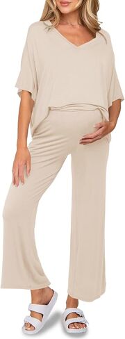 Tankaneo Womens Pajamas 2 قطعة صالة مجموعة ناعمة قصيرة الأكمام الخامس in Kuwait