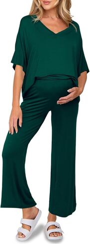 Tankaneo Womens Pajamas 2 قطعة صالة مجموعة ناعمة قصيرة الأكمام الخامس in Kuwait