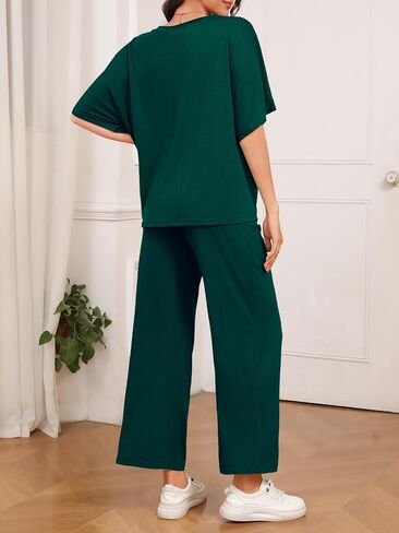 Tankaneo Womens Pajamas 2 قطعة صالة مجموعة ناعمة قصيرة الأكمام الخامس in Kuwait