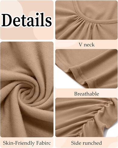 Ficerd 4 Pack Womens Maternity T-Shirts, V Neck Cotton Pregnancy Clothes Casual Short Sleeve Side Ruched Pregnant Shirts in Saudi Arabia