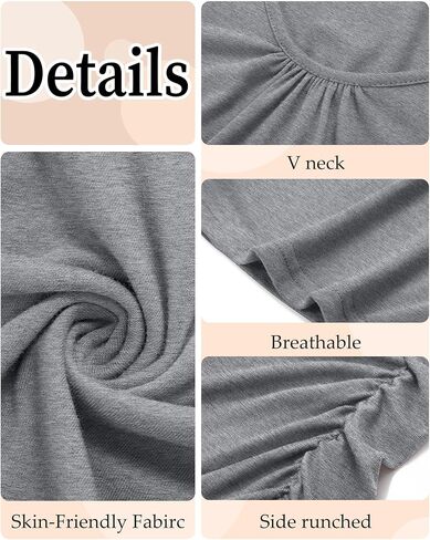 Ficerd 4 Pack Womens Maternity T-Shirts, V Neck Cotton Pregnancy Clothes Casual Short Sleeve Side Ruched Pregnant Shirts in Kuwait