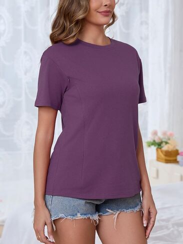 Ecavus Women's Short Sleeve Nursing Shirts for Breastfeeding Hidden Zippers Maternity Nursing Tops in Saudi Arabia