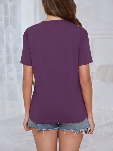Ecavus Women's Short Sleeve Nursing Shirts for Breastfeeding Hidden Zippers Maternity Nursing Tops in Saudi Arabia