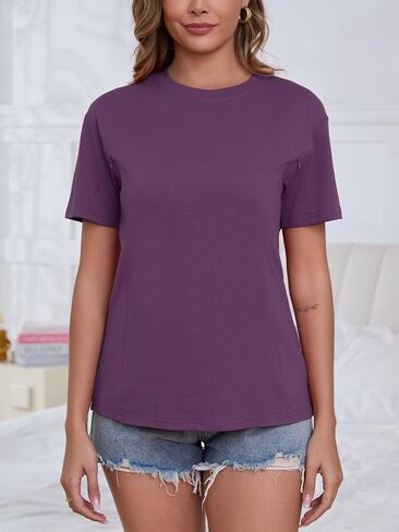Ecavus Women's Short Sleeve Nursing Shirts for Breastfeeding Hidden Zippers Maternity Nursing Tops in Saudi Arabia