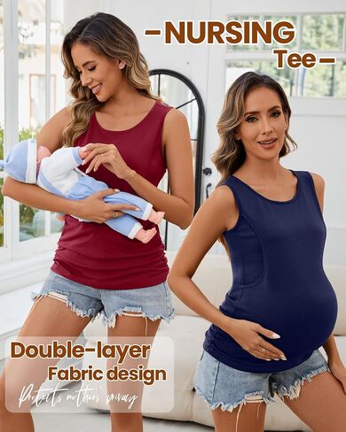 Ficerd 4 Pack Women Cotton Laming Tank Tops Slicfivess Frashed Terments Maternity Dression in Kuwait
