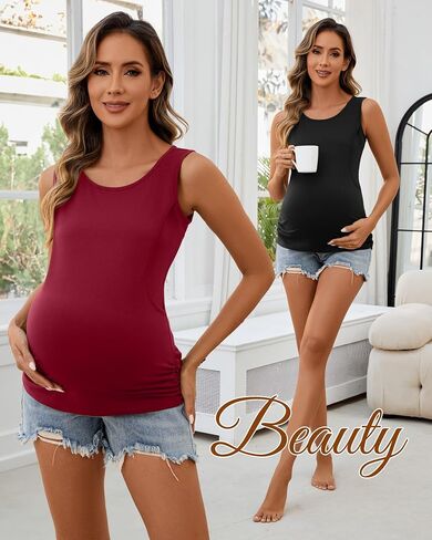 Ficerd 4 Pack Women Cotton Laming Tank Tops Slicfivess Frashed Terments Maternity Dression in Kuwait