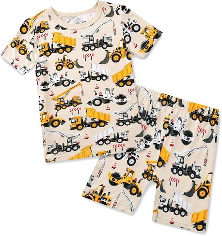 Bamboo Viscose Toddler Car Pajamas Boys Girls Kids Short Cool Summer 12M-8Y Snug fit Pjs Set 2pcs in Saudi Arabia