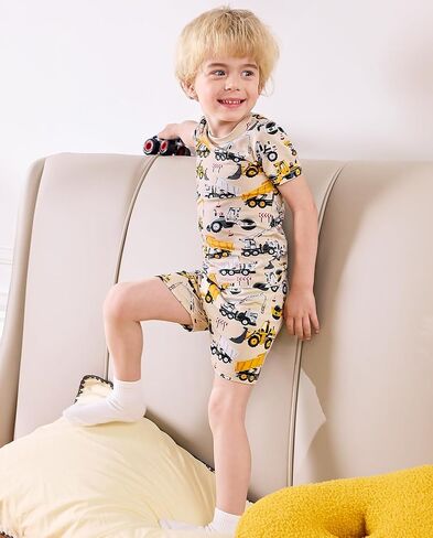 Bamboo Viscose Toddler Car Pajamas Boys Girls Kids Short Cool Summer 12M-8Y Snug fit Pjs Set 2pcs in Saudi Arabia