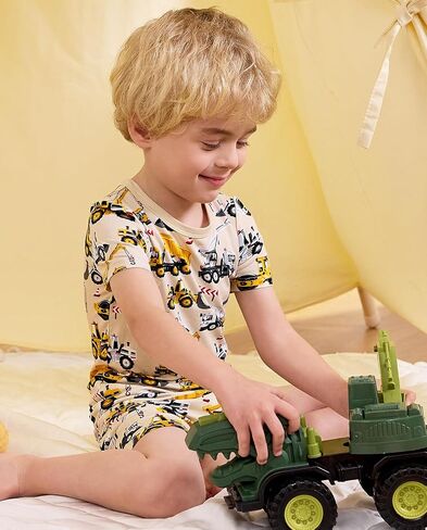 Bamboo Viscose Toddler Car Pajamas Boys Girls Kids Short Cool Summer 12M-8Y Snug fit Pjs Set 2pcs in Saudi Arabia