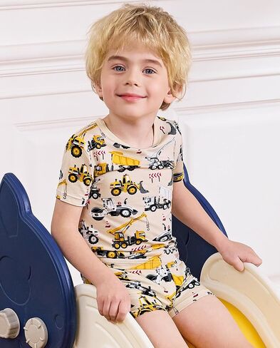Bamboo Viscose Toddler Car Pajamas Boys Girls Kids Short Cool Summer 12M-8Y Snug fit Pjs Set 2pcs in Saudi Arabia