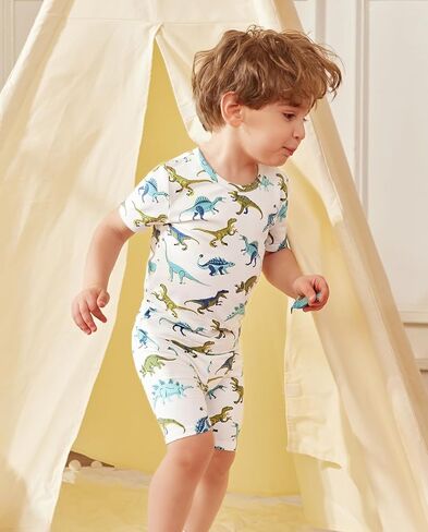 Bamboo Viscose Toddler Car Pajamas Boys Girls Kids Cool Short Summer 12m-8y Snug Fit Pjs set 2pcs in Kuwait