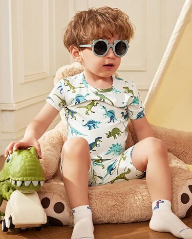 Bamboo Viscose Toddler Car Pajamas Boys Girls Kids Cool Short Summer 12m-8y Snug Fit Pjs set 2pcs in Kuwait