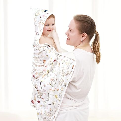 GRSSDER Baby Hooded Towel 2 Pack for Newborn, Super Soft Bath Towels with Original Design, Ultra Absorbent Knit Terry, Large Toddler Towels with Hood for Girls, Shower Gifts for Infant, 34"x 34" in Kuwait