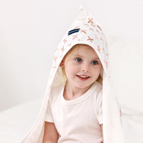 GRSSDER Baby Hooded Towel 2 Pack for Newborn, Super Soft Bath Towels with Original Design, Ultra Absorbent Knit Terry, Large Toddler Towels with Hood for Girls, Shower Gifts for Infant, 34"x 34" in Kuwait