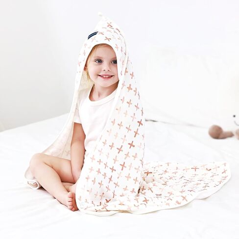 GRSSDER Baby Hooded Towel 2 Pack for Newborn, Super Soft Bath Towels with Original Design, Ultra Absorbent Knit Terry, Large Toddler Towels with Hood for Girls, Shower Gifts for Infant, 34"x 34" in Kuwait