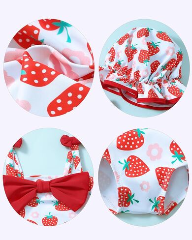 Renotemy Baby Girl Swimsuit Infant Bathing Suit Swimwear Sleeveless Bikini Tankini Toddler Girl One-Piece Swimsuit with Hat in Saudi Arabia