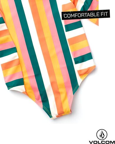 مجموعة حارس الطفح الجلدي في Volcom Toddler - 2 قطعة upf50+ Quarter Zip Long Sleeve Swimsuit مع قبعة مطابقة (12M -4T) in Kuwait