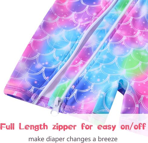 UNIFACO Infant Baby Girl Swimsuit Full Zipper Bathing Suit with Sun Hat UPF 50+ Long Sleeve Rash Guar Swim Suit in Saudi Arabia