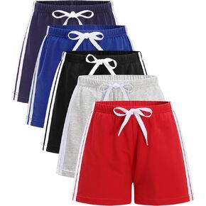 GFQLONG 5 Pack Toddler Boys Girls Cotton Athletic Shorts ، Kids Summer Summer Dasual Fashion Shorts