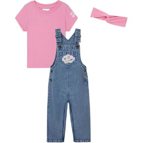 Ms. Rachel Cosplay Denim Overall, T-Shirt and Headband 3 Piece Outfit Set Infant to Toddler Sizes (12 Months - 5T)