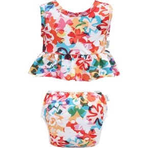 babygoal Baby Girl Swimsuits with Reusable Swim Diaper 2-Piece, Tankini Bathing Suit Swimwear for Infant and Toddler