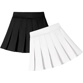 2 Pack Toddler Baby Girls Pleated Skirt Baby Girls Uniform Skirt Built in Shorts Tennis Casual Skorts for Little Kid