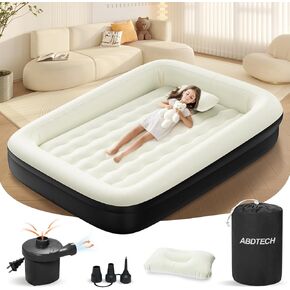 Inflatable Toddler Travel Bed - 60 Inches Portable Toddler Air Mattress with Four Safety Sides - High-Speed Pump and Carry Bag - Comfortable Mattress & Easy to Inflate and Deflate - Black