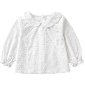 Curipeer Baby Girl Floral Blouse Peter Pan Collar Long Sleeve Smocked Tops for Toddler Girls