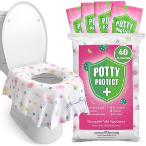 40 Extra Large Disposable Toilet Seat Cover by Eli with Love – Toddler Toilet Covers for Full Coverage On Toilet or Potty – Ideal Travel Toilet Seat Covers for Kids and Adults (Floral)