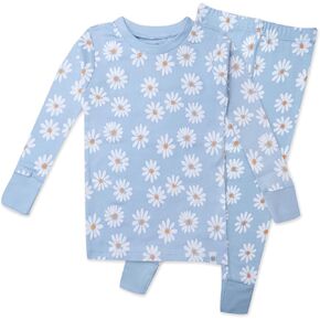 HonestBaby 2-Piece Pajamas Sleepwear PJs 100% Organic Cotton for Infant Baby and Toddler Girls'