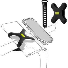 Bone Power Strap, Bike Power Bank Mount for Stem & Handlebar, Scratch-Free Silicone Strap with Anti-Slip X-Shaped Design, Quick Setup Holder Compatible with Most Portable Chargers (Black)
