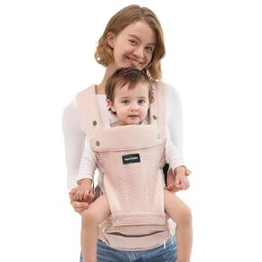 Momcozy Baby Carrier with Hip Seat, 2-in-1 Detachable Infant Hip Seat Carrier for Toddlers up to 44lbs. Breathable for Hands-Free Carrying. Fits Waist Sizes up to 47 Inches for Mom & Dad, AirMesh Grey