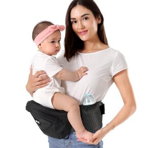 HKAI Baby Hip Carrier, Mom’s Choice Award Winner, Baby Carrier with Adjustable Waistband & Breathable Mesh, Ergonomic Carrier with Non-Slip Hip Seat Surface for Newborns & Toddlers, (Grey)