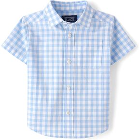 The Children's Place,Baby Boys,and Toddler Poplin Short Sleeve Button Down Shirt,Breeze Plaid,18 Months,24 Months