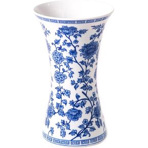 Vintage Blue and White Vase, Blue Vase, Chinoiserie Vase, Blue and White Ginger Jar Vase for Home Decor,Flower Vase for Tabletop, Blue and White Porcelain Décor,12" H