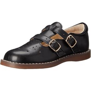 FOOTMATES Danielle Double-Buckle Mary Jane English Sandals Flats with Wide Toe Box and Custom-Fit Insoles, Non-Marking Outsoles - For Infants, Toddlers, and Little Kids, Ages 0-8