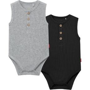 الخيزران Viscose Baby Boy Bodysuit حديثي الولادة 2 عبوة بلا أكمام ملابس ناعمة