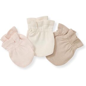 Burt's Bees Baby Baby Girls' Mittens, No-Scratch Mitts, 100% Organic Cotton, Set of 3