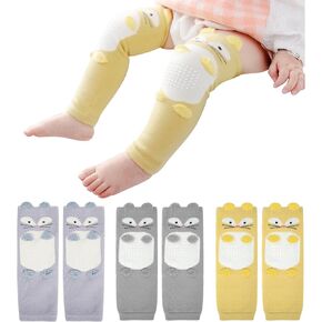 XEPST Pack of 3 Toddler Baby Leg Warmers, Cute Animal Pattern Long Legwarmers Knee Socks Baby Knee Protector Leg Sleeves Leggings for Baby Kids Toddlers Boys 0-3 Years, One Size (Fox)