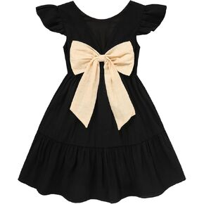 GRNSHTS Toddler Girls Dress Ruffle Sleeveless Backless Bowknot Kids Baby Casual Dresses