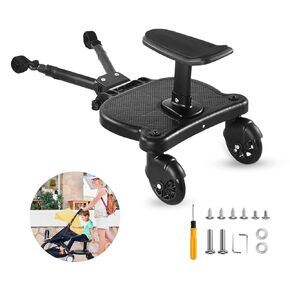 Universal Stroller Board - Stroller Attachment for Toddler to Ride,Detachable 2 in1 Sit and Stand Toddler Stroller Attachment,Holds Children Up to 55 LBs Stroller Seat Attachment.(Black)